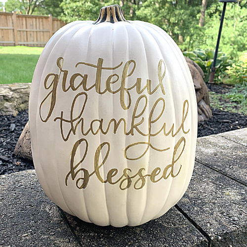 Hand Lettered Pumpkin - Grateful, Thankful, Blessed