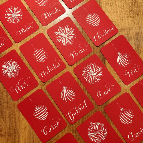 Ornament Place Cards, Calligraphy