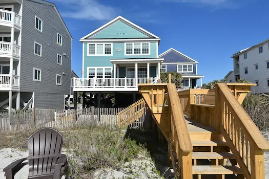 Ocean access walkway at a beach house in Surfside Beach SC provides a safe walkover for crossing over the dunes