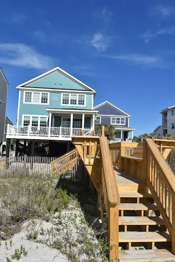 Ocean access walkway at a beach house in Surfside Beach SC provides a safe walkover for crossing over the dunes