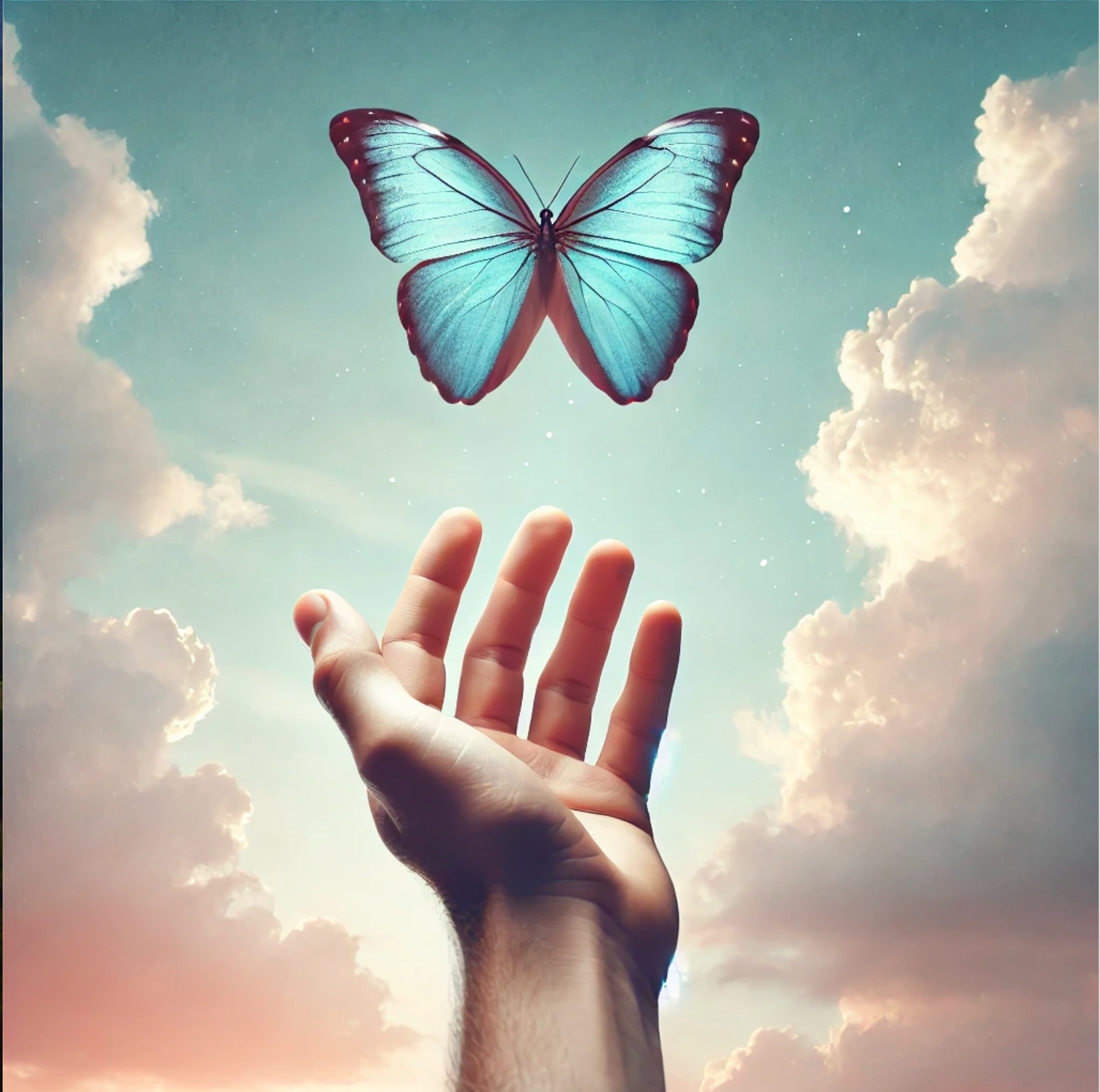 An open hand releasing a butterfly, symbolizing the art of surrender and letting go in life and business.