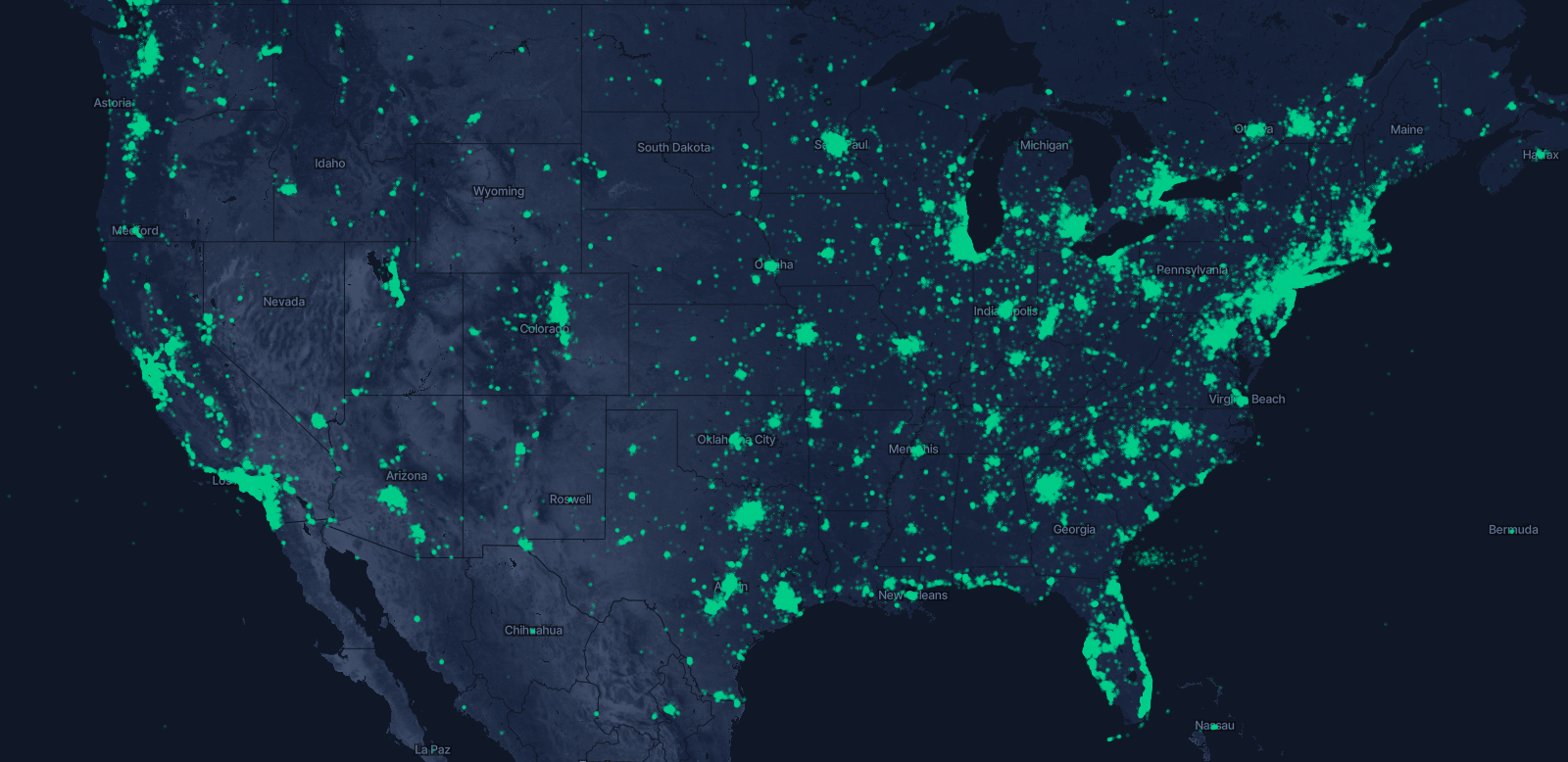iHub Global Helium Network Coverage Map USA