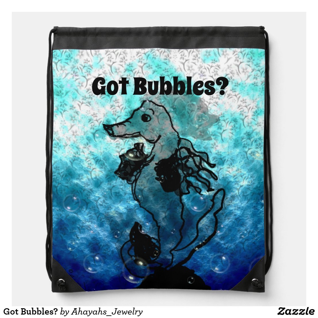 Got Bubbles? seahorse bookbag