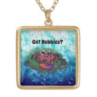 Got Bubbles? Crab square necklace