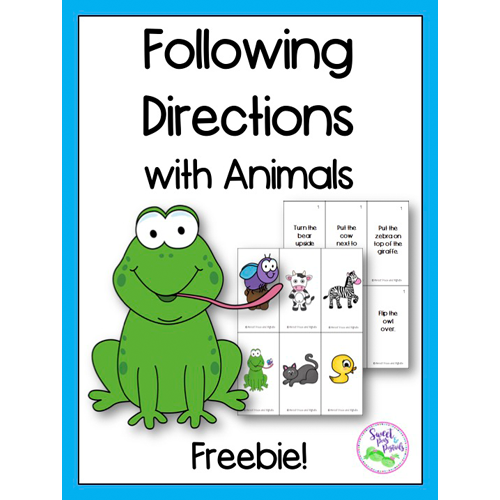 Following Directions with Animals Freebie