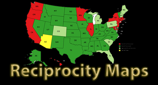 Arizona CCW Resciprocity Map