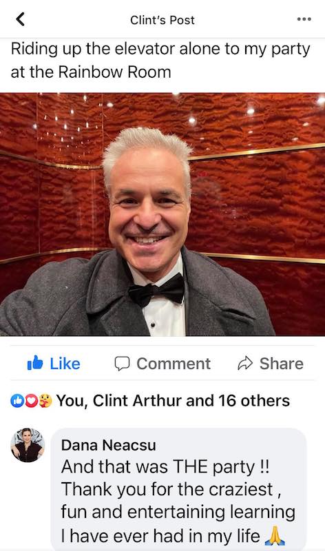 Clint Arthur review of his party at the Rainbow Room in New York City: 