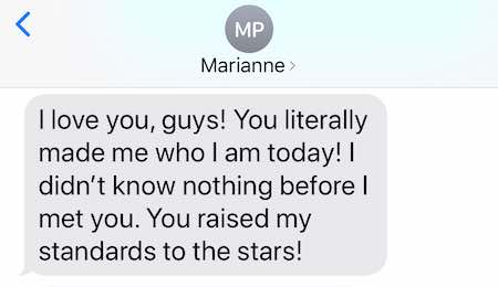 Marianne Parker: 'I love you, guys! You literally made me who I am today! I didn't know nothing before I met you. You raised my standards to the stars!'