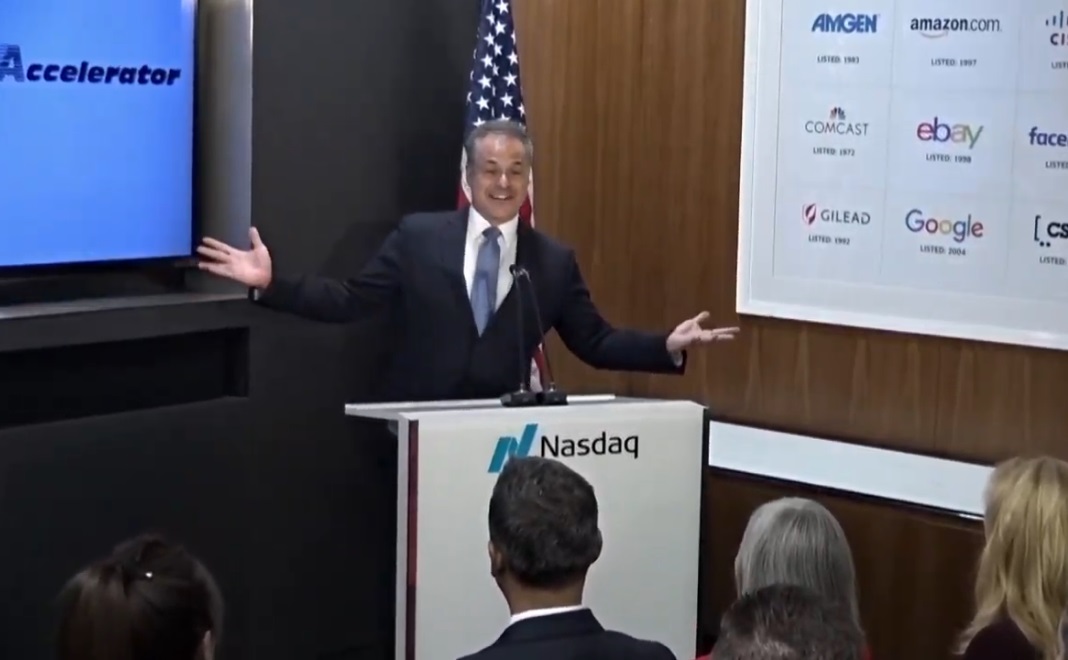 Clint Arthur speaking at NASDAQ