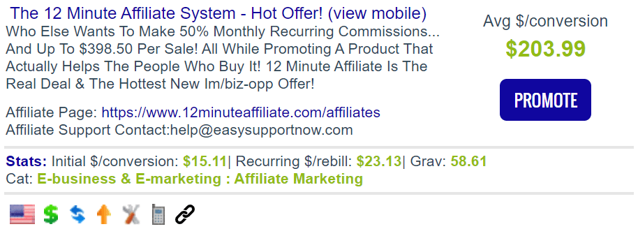 clickbank 12 minute affiliate system program banner