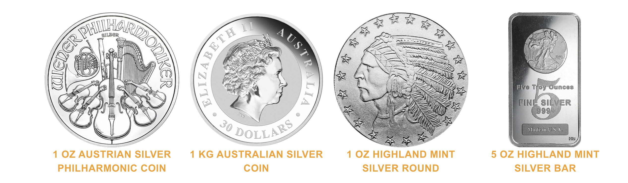 Noble gold silver coins