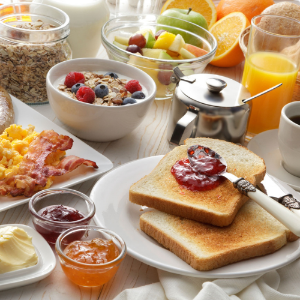Breakfast Image with toast , jam and fruit