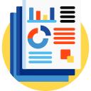 Icon of documents with text and charts