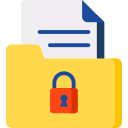 Icon of a folder with documents and a lock on it