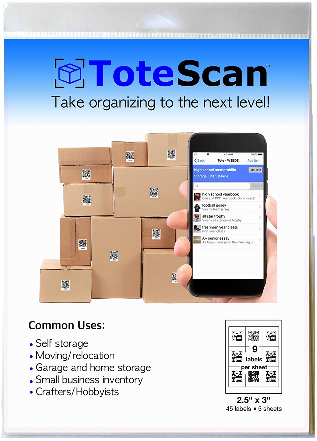 Tote Scan URL code for boxes