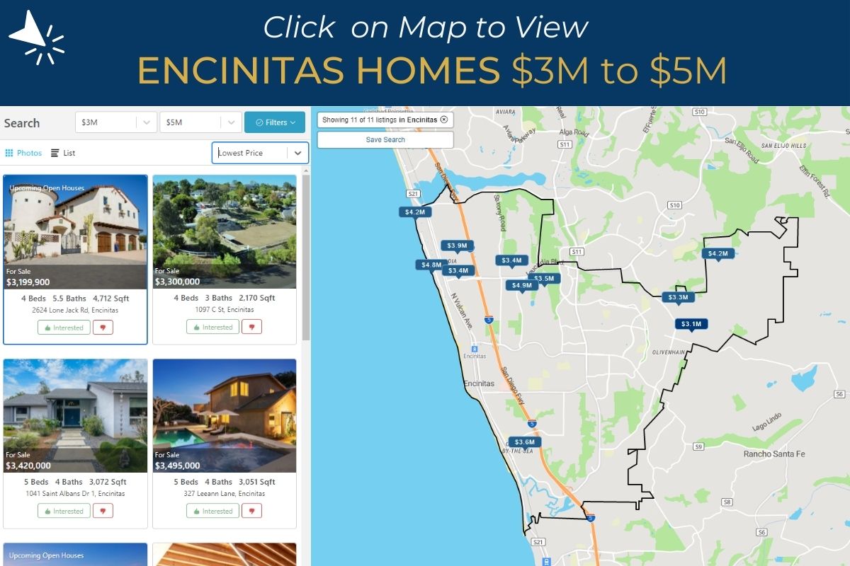 Encinitas Homes $3M to  $5M