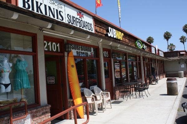 You'll find plenty of surf shops, dining, bars and boutiques in Encinitas, California.