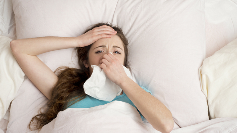 Women sick with cold or flu