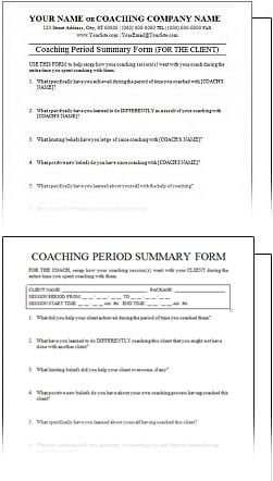 Coaching Session Summary Forms (Coach+Client) 