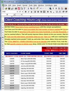 Coaching/Speaking Hour Log (Excel)