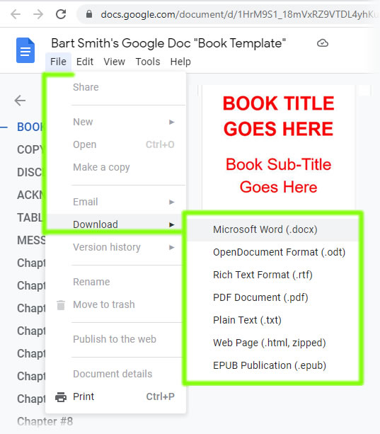 google docs novel template