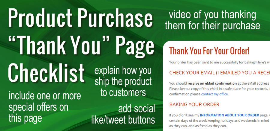Thank You Page Checklist For Website Product Purchases