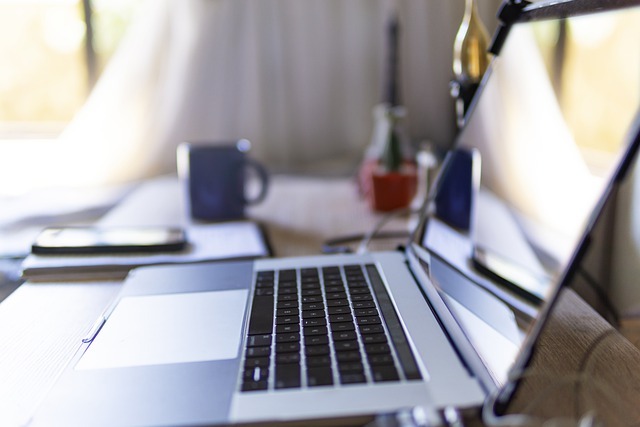 Laptop on a desk. Use your laptop to create something that is based on your expertise and passion like Cheryl Ryan of the Zest and Aplomb blog.