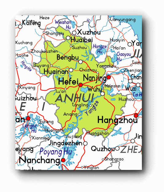 Anhui China map