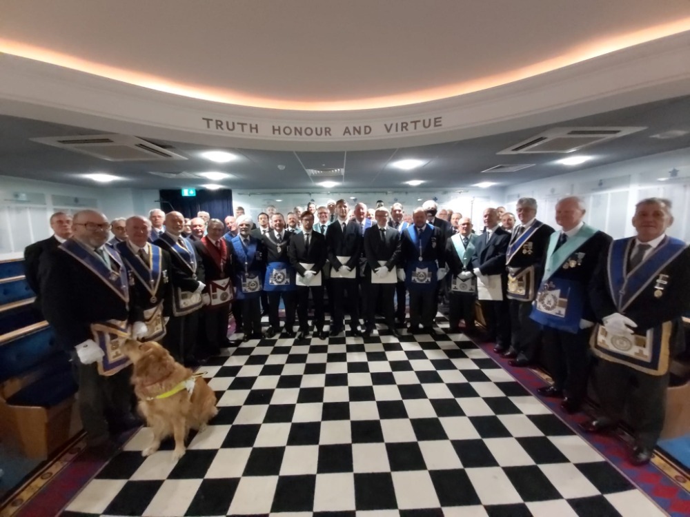 Members and visitors to following an Onslow Lodge ceremony