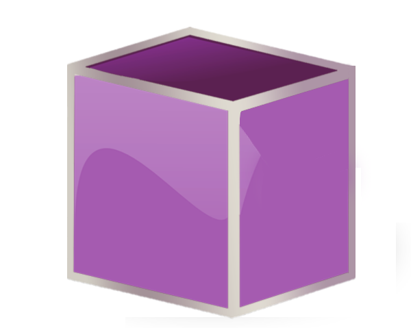 Purple cube with silver edges