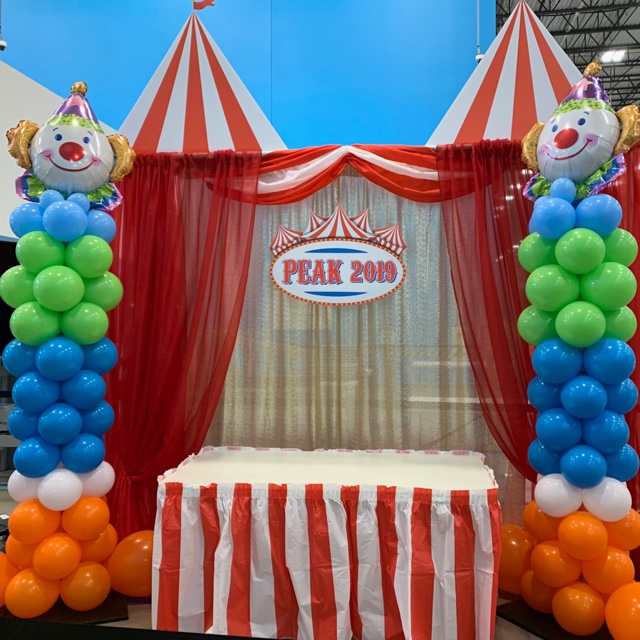 Carnival Theme Balloon Pillars and Backdrop