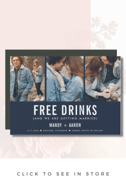 Free Drinks Three Photo Save the Date Magnetic Card