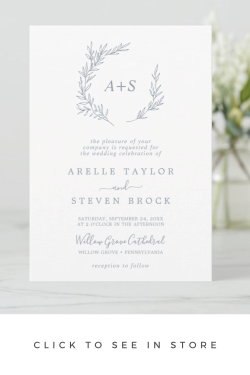 Blue Monogram Traditional Wedding Invitation