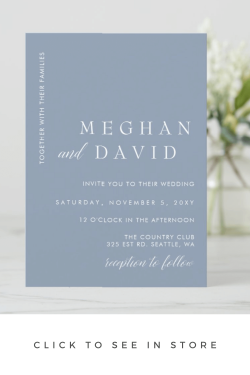 Minimalist Blue Wedding Invitation