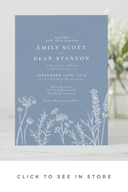 Wildflower Periwinkle Blue Wedding Invitation