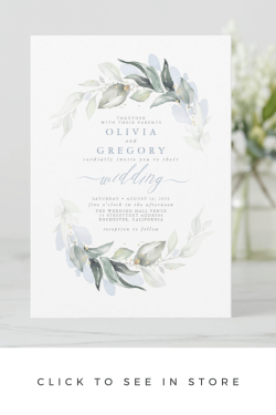 Blue Watercolor Floral Wedding Invitation