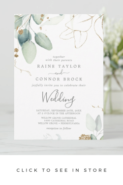 Greenery and Gold Leaf Wedding Invitation