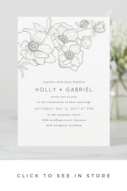 Green Minimalist Floral Wedding Invitation