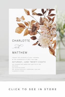 Boho Rustic Fall Floral Wedding Invitation