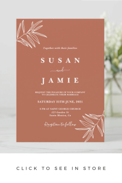 Modern Terracotta Minimalist Wedding Invitation