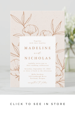 Botanical Floral Cream Terracotta Wedding Invitation