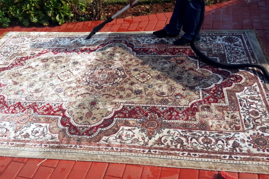 rug being cleaned