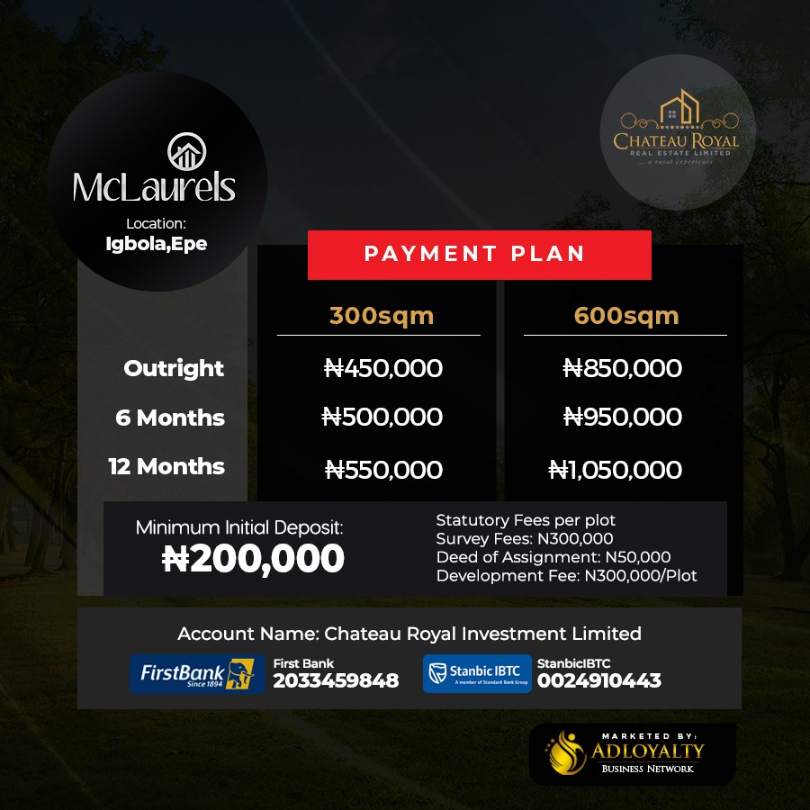 MACLAURELS, IGBOLA, EPE, LAGOS