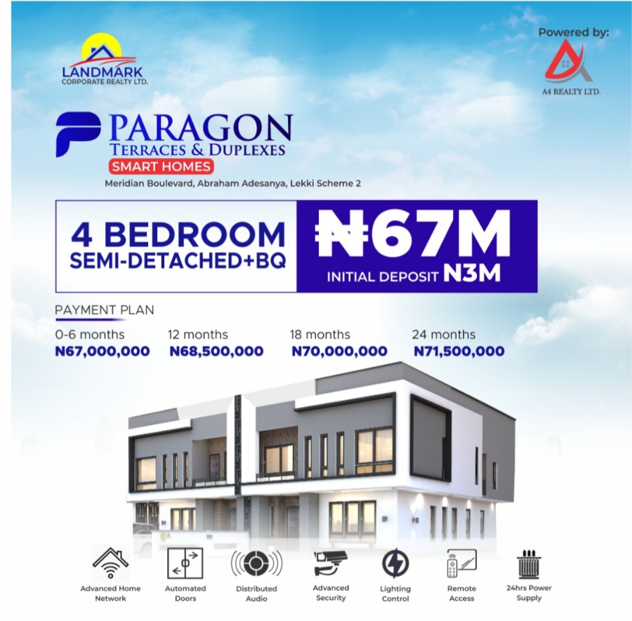 3 bedrooom Semi- Detached + BQ Paragon Terrace & Duplexes 