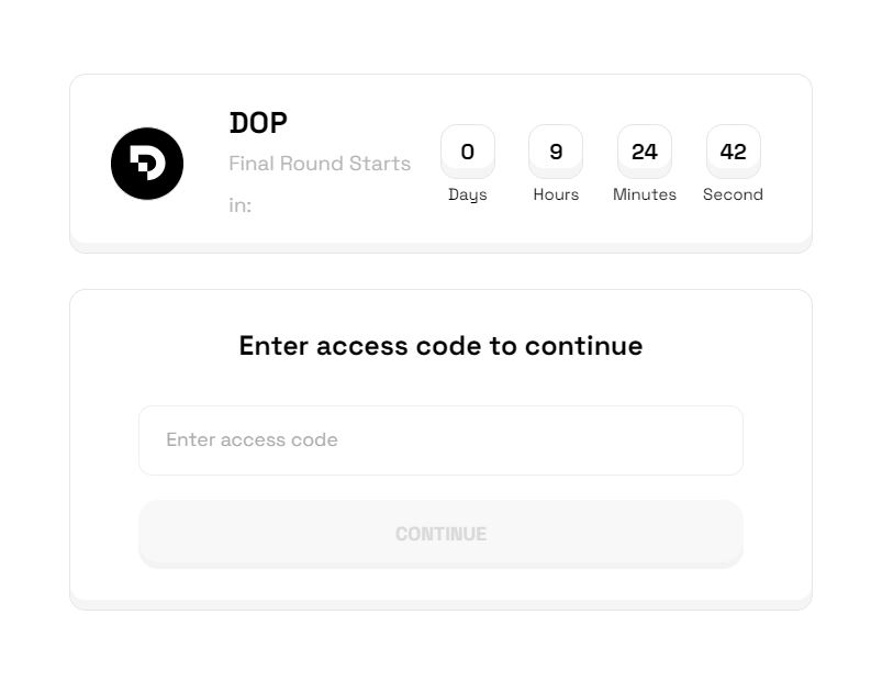 DOP Private Sale Access Code - Data Ownership Protocol Sale