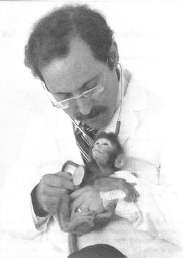 Dr Wallach and a monkey