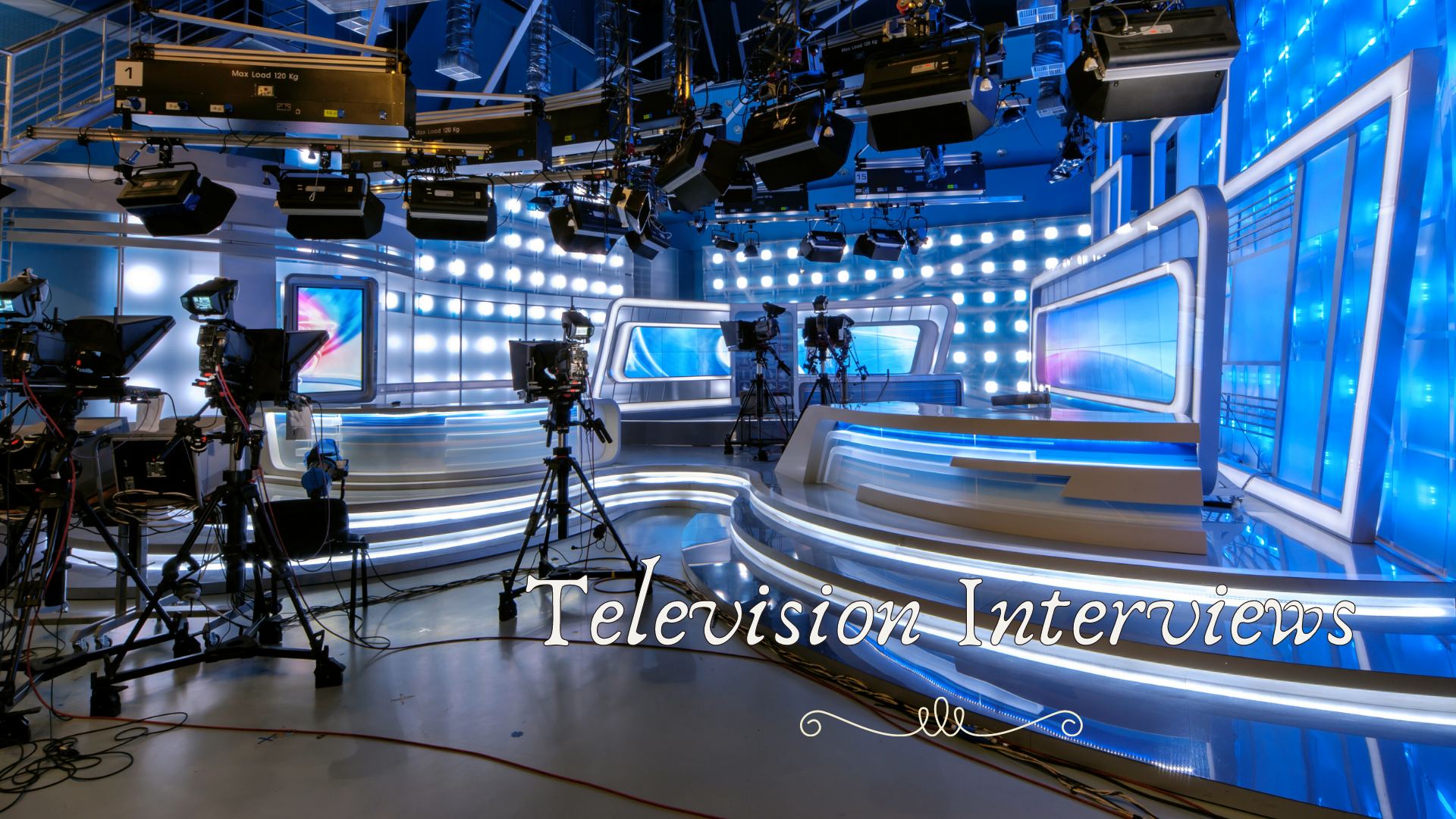 Televsion Studio linked to television interviews by Laura Baxter