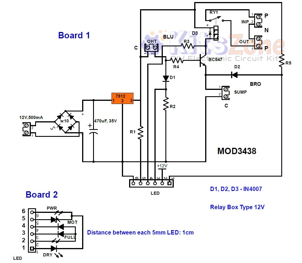 Automatic Water Level Controller Circuit For Sump & Overhead Tank | Transistor Based