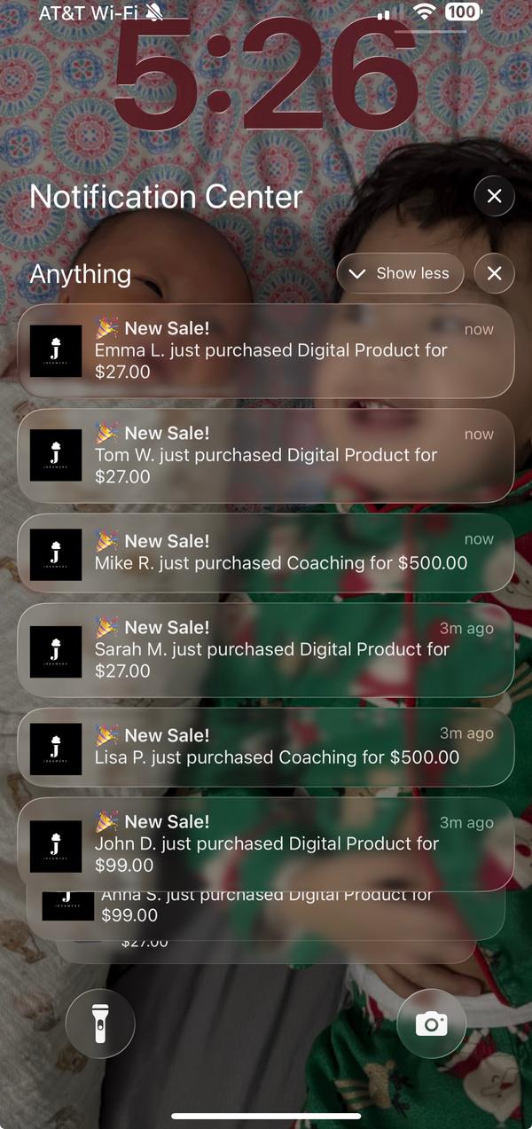 Screenshot of first $100 earned