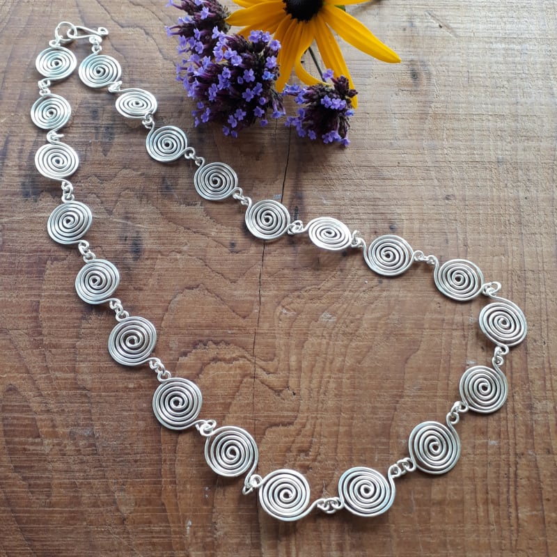 Open Silver Spiral Necklaces